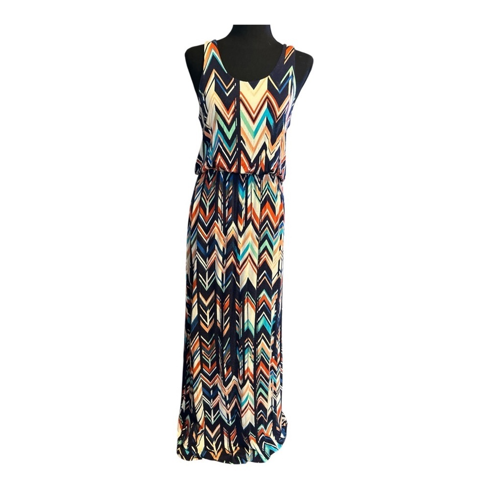 Renee C.  Women Multi Color Chevron Patterned Maxi Dress Size Small Medium